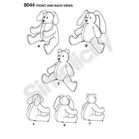 Simplicity 8044, Two-Pattern Piece Stuffed Animals