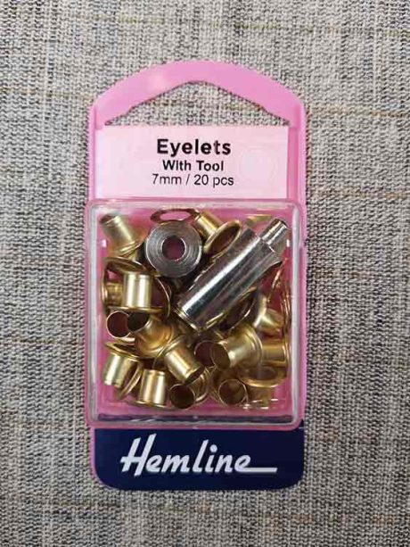 Nickel or brass eyelets with tool (5mm or 7mm)