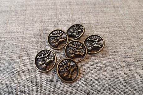 Bronze metal stag head buttons (20mm)
