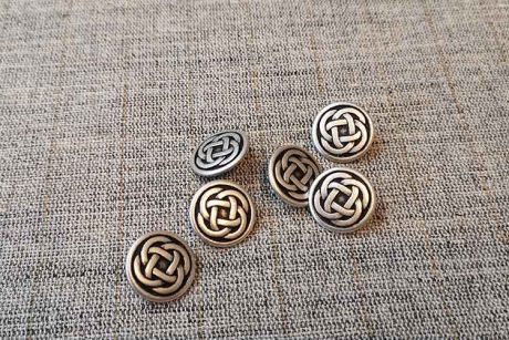 Silver metal buttons with Celtic knot design