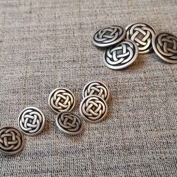 Silver metal buttons with Celtic knot design