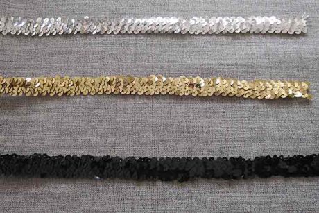 Stretch sequin tape trim