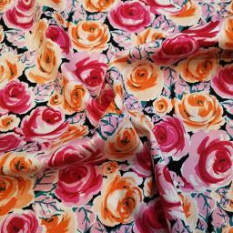 Stretch cotton, rose (pink/orange/teal)