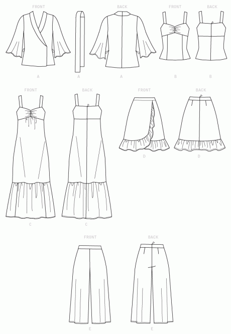 B6669 Misses'/Miss Petite Jacket, Sash, Top, Dress, Skirt and Pants