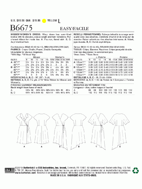 B6675 Misses'/Women's Dress