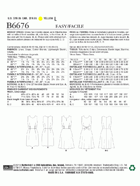 B6676 Misses' Dress