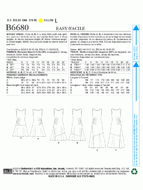 B6680 Misses' Dress