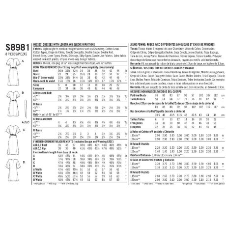 S8981 Misses' Front Tie Dresses