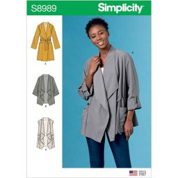 S8989 Misses' Jacket, Coat and Vest