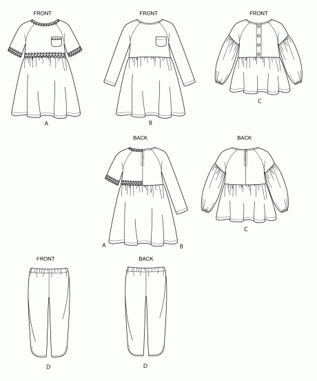 S8998 Children's Easy-To-Sew Sportswear Dress, Top, Pants