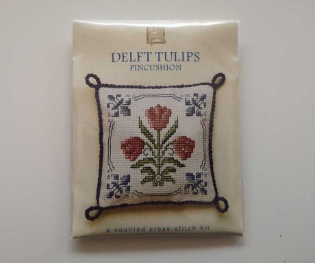 "Delft Tulip" pin cushion cross-stitch embroidery kit