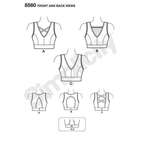 Simplicity Pattern 8560 Womens' Knit Sports Bras