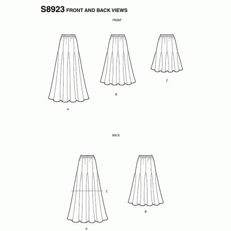 S8923 Misses' Pull-On Skirts