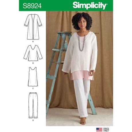 S8924 Misses' Jacket, Top, Tunic, and Pull-On Pants