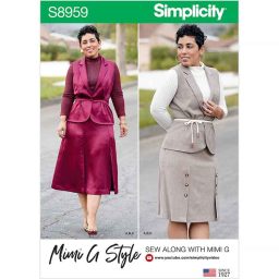 S8959 Misses' and Women's Top, Skirt, and Vest