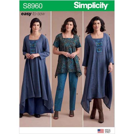S8960 Misses' Dress Or Tunic, Skirt and Pant