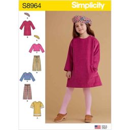S8964 Children's Dresses, Tops, Pants, and Hat