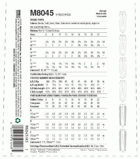 M8045 Misses' Pants