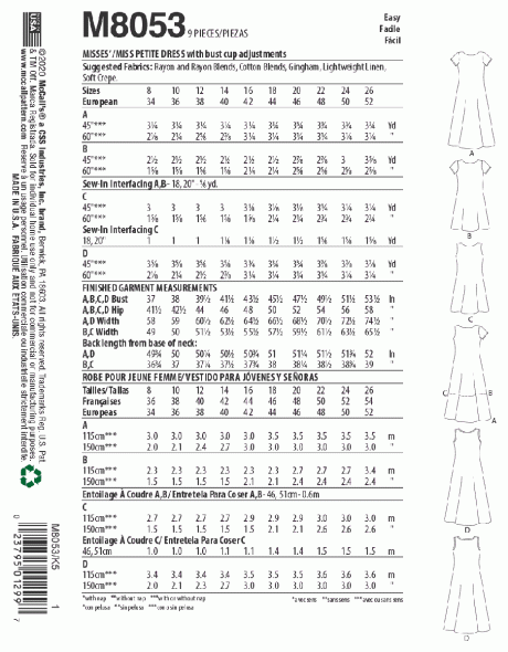 M8053 Misses' Tent Dress In 2 Lengths