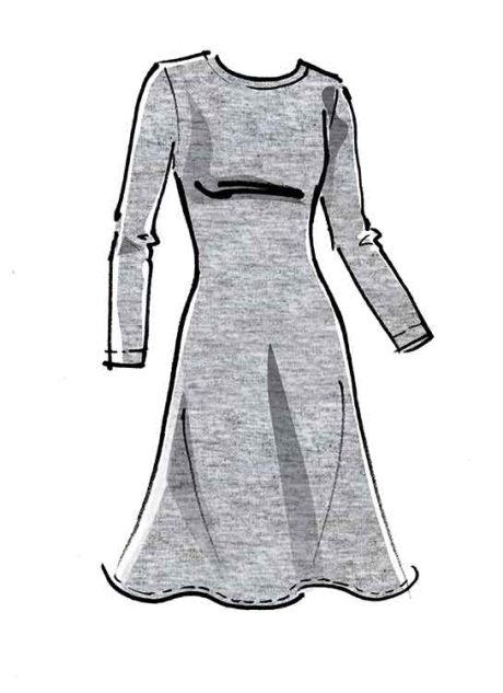 M8064 Misses' Knit Dresses with V, Crew or Scoop Necklines