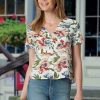 M8067 Misses' Button-Front Tops with Collar and Sleeve Options