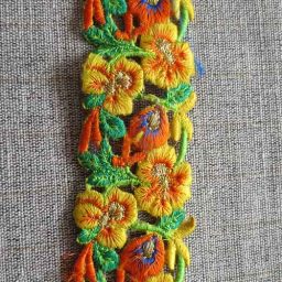 Metallic embroidered pansy braid (40mm)