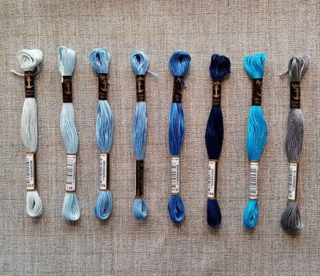 Anchor Stranded Cotton, 8m skein (blues)