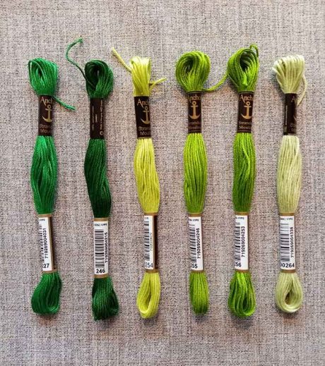 Anchor Stranded Cotton, 8m skein (greens #1)