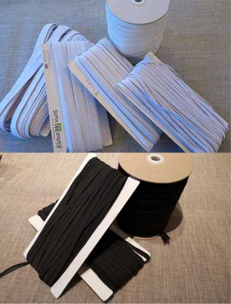 Boil-proof corded elastic (black and white)
