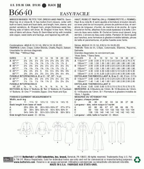 B6640 Misses'/Misses' Petite Top, Dress and Pants - Image 2