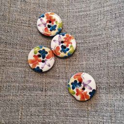 Floral painted coconut buttons (23mm)