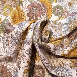 Cotton floral print (yellow/ochre)