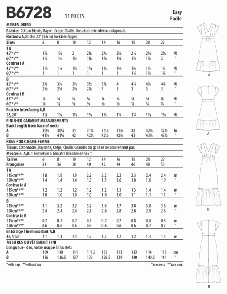 B6728 Misses' Dresses