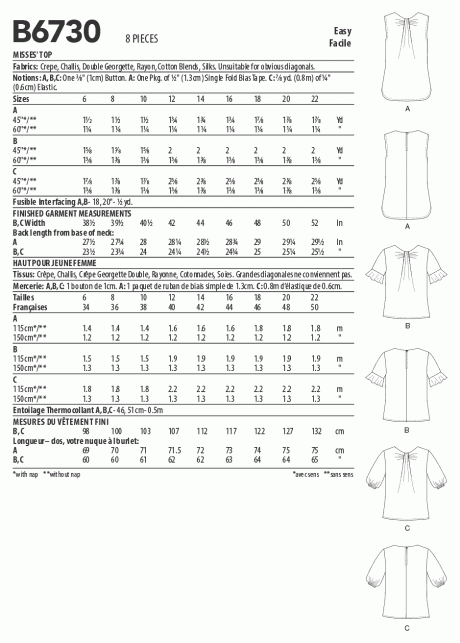 B6730 Misses' Top