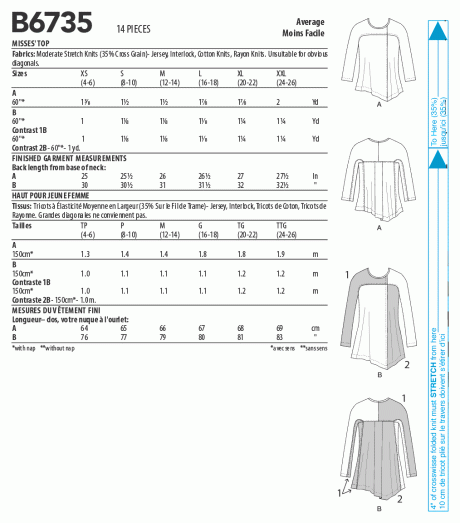B6735 Misses' Top