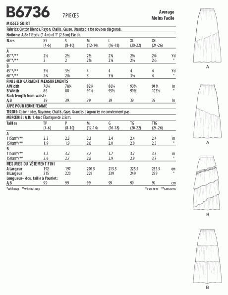 B6736 Misses' Skirts