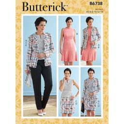 B6738 Misses' Jacket, Dress, Top, Skirt & Pants