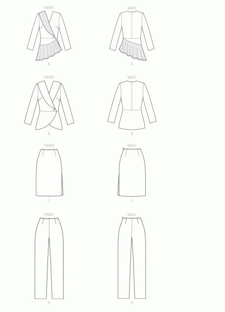 B6739 Misses' Jacket, Dress, Top, Skirt & Pants