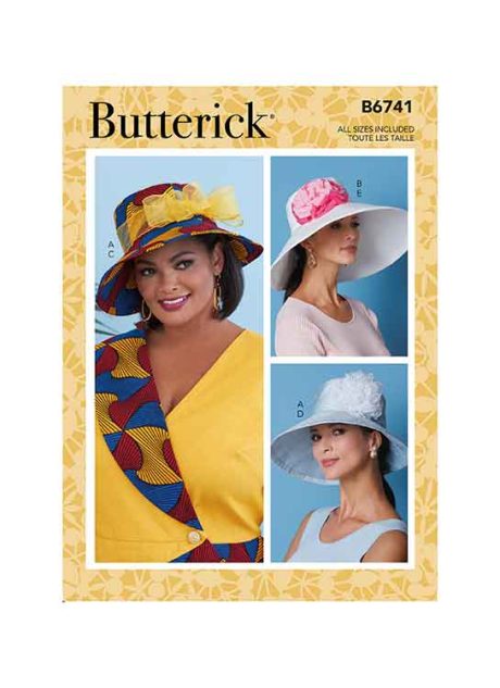 B6741 Misses' Hats With Ribbon, Flowers & Bow