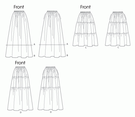 B6749 Misses' Gathered-Waist Skirts