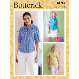 B6753 Misses'/Misses' Petite Button-Down Shirts