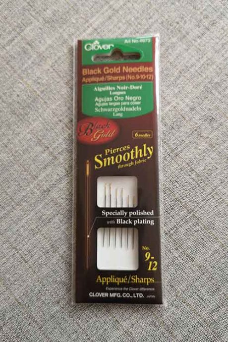 Clover Black Gold appliqué hand sewing needles (size 9-12)