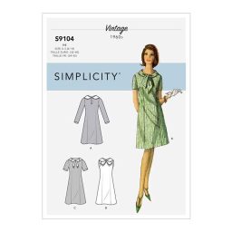 S9104 Misses' Vintage Dresses With Sleeve & Neckline Variation