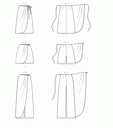 S9111 Misses' Faux Wrap Pants, Skirt & Shorts