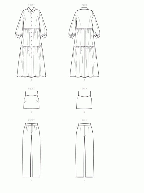 S9114 Misses' Dress, Top & Pants