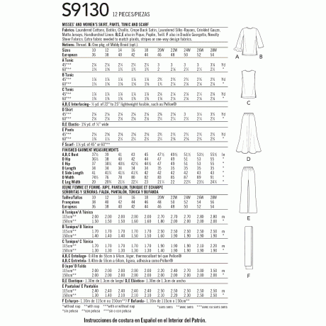 S9130 Misses' & Women's Tops & Bottoms