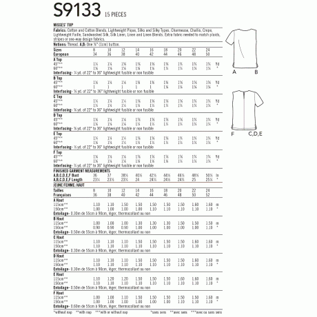 S9133 Misses' Tops