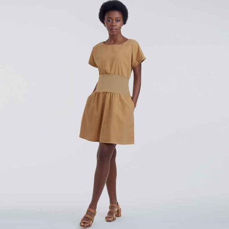 S9135 Misses' Dress With Knit Midriff