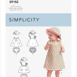 S9152 Babies' Dress, Panties & Hat