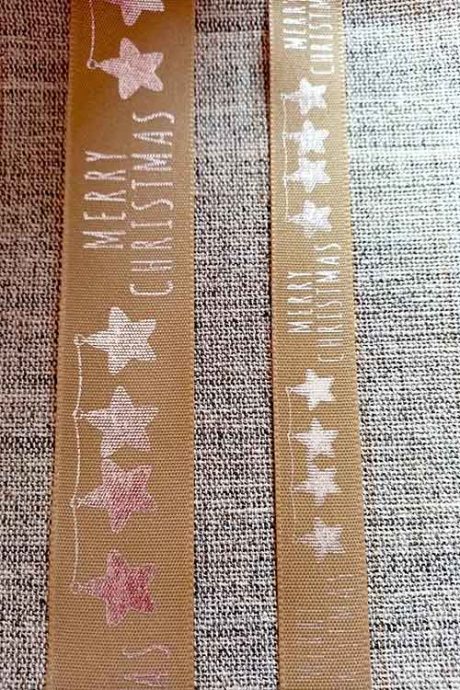 Merry Christmas ribbon, silver/gold (15mm, 25mm)